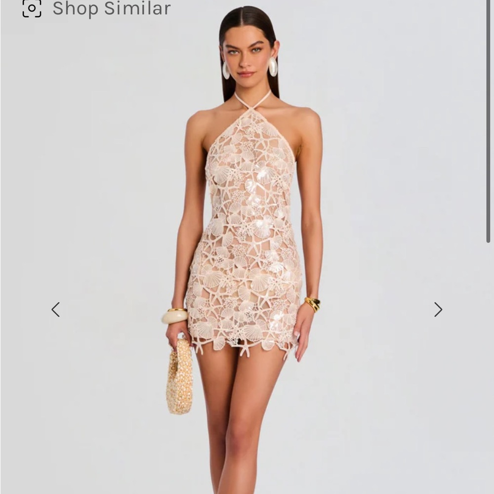 Retrofete Lace Halter Mini Dress in Cream